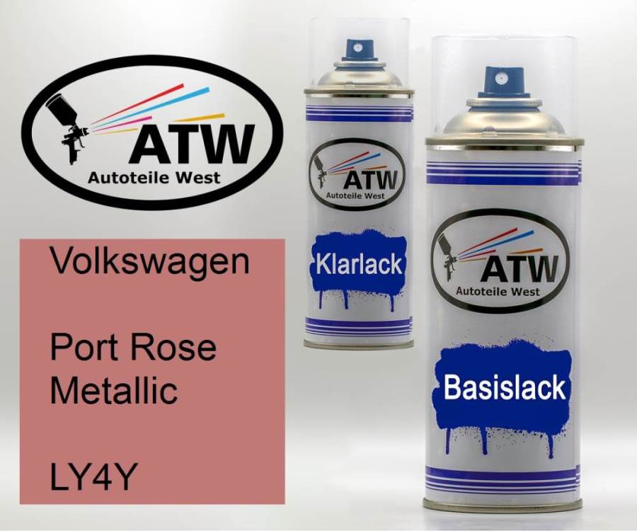 Volkswagen, Port Rose Metallic, LY4Y: 400ml Sprühdose + 400ml Klarlack - Set, von ATW Autoteile West.